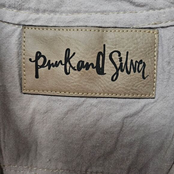 Boho Shirt Pink And Silver Fashion Women's Embroidered Button Down Hamsa See Pic - Picture 5 of 10